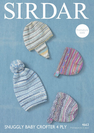 S4663 Hats for Little Ones in Sirdar Snuggly Baby Crofter 4ply
