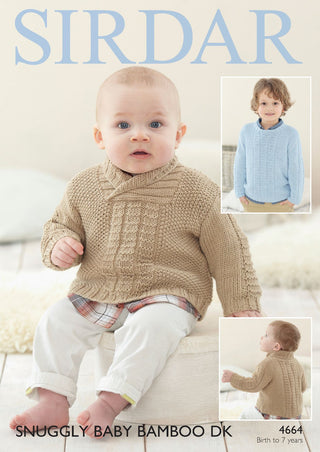 S4664 Sweaters for Little Ones in Sirdar Snuggly Baby Bamboo DK