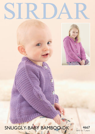 S4667 Cardigans for Little Ones in Sirdar Snuggly Baby Bamboo DK