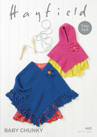 S4685 Poncho's for little ones in Hayfield Baby Chunky