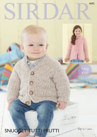 S4692 Cardigans for Little Ones in Sirdar Snuggly Tutti Frutti