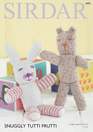 S4695 Bear and Rabbit Toy in Sirdar Snuggly Tutti Frutti