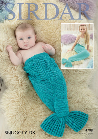 S4708 Mermaid Tail Snuggler for Little Ones in Sirdar Snuggly DK