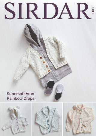 S5185 Cardigans in Sirdar Supersoft Aran Rainbow Drops