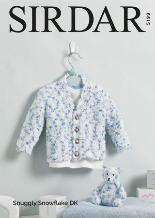 S5199 Boy's V Neck Cardigan & Teddy Bear in Sirdar Snuggly Snowflake DK