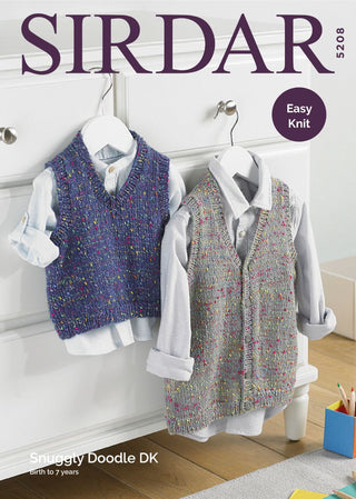 S5208 Boy's Tank Top and Waistcoat in Sirdar Snuggly Doodle DK