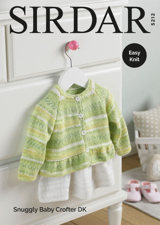 S5212 Baby Girl's Cardigan with Peplum in Sirdar Snuggly Baby Crofter DK