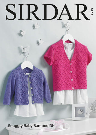 S5216 Baby Girl's Cardigans in Sirdar Snuggly Baby Bamboo DK