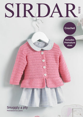 S5222 Baby / Girl's Cardigan in Sirdar Snuggly 4Ply