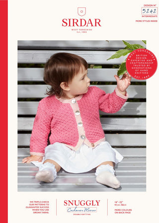 S5242 Girl's Two Colour Cardigan in Sirdar Snuggly Cashmere Merino DK