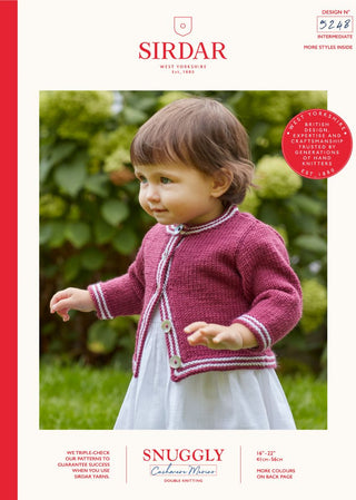 S5248 Girl's Two Colour Round Neck Cardigan in Sirdar Snuggly Cashmere Merino DK