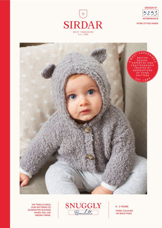 S5253 Baby's Cardigan With Bear Ears in Sirdar Snuggly Bouclette