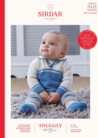 S5263 Boy's Booties & Two Colour Sweater in Sirdar Snuggly 100% Merino 4Ply