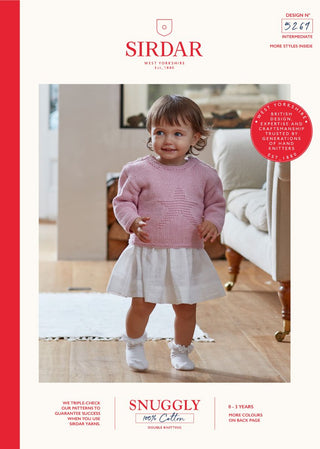 S5269 Girl's Star Jumper in Sirdar Snuggly 100% Cotton DK