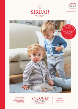 S5278 Boy's Round & V Neck Cardigan in Sirdar Snuggly 100% Cotton DK