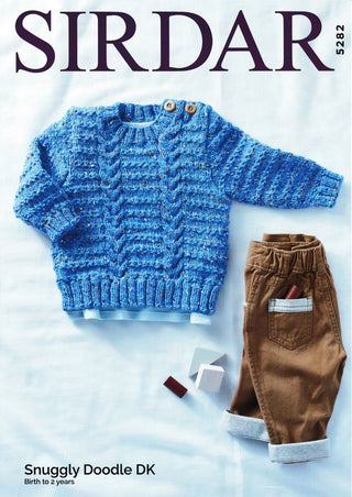 S5282 Children's Cable Sweater in Sirdar Snuggly Doodle DK