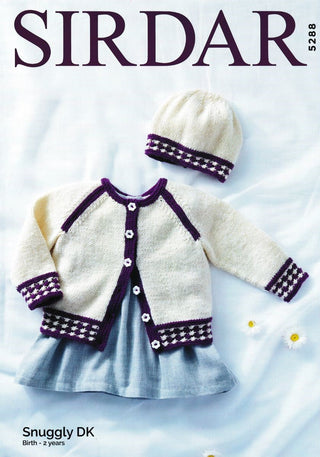 S5288 Girl's Cardigan and Hat in Sirdar Snuggly DK