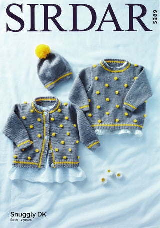 S5289 Children's Bobble Cardigan, Sweater and Hat in Sirdar Snuggly DK
