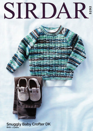 S5292 Children's Round Neck Sweater in Sirdar Snuggly Baby Crofter DK