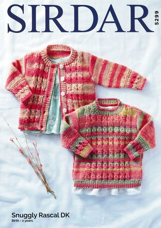 S5299 Children's Round Neck Cardigan and Sweater in Sirdar Snuggly Rascal DK