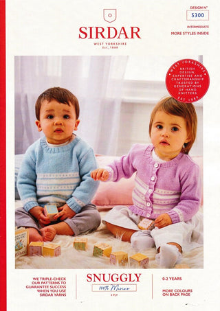 S5300 Boy's Sweater and Girl's Cardigan in Sirdar Snuggly 100% Merino 4ply