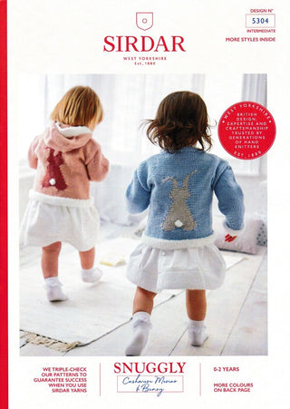 S5304 Round Neck Sweater and Hooded Sweater with Bunny Motif in Sirdar Snuggly Cashmere Merino & Sirdar Snuggly Bunny