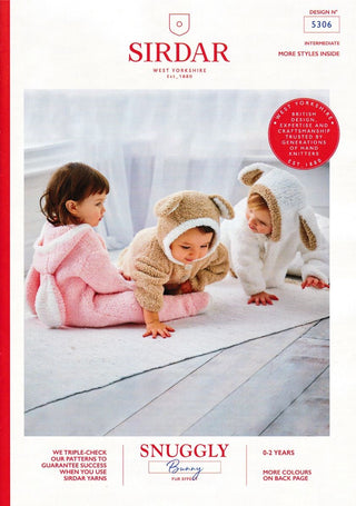 S5306 Baby's Bunny, Sheep and Teddy Bear All-In-One in Sirdar Snuggly Bunny