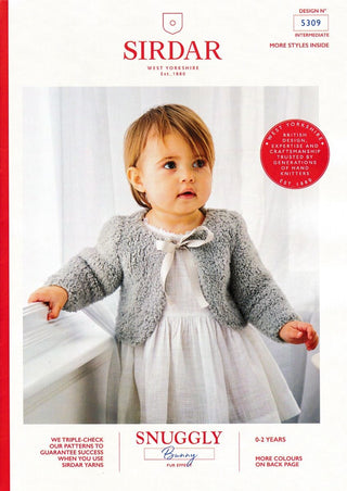S5309 Baby's Round Neck Bolero and V Neck Sleeveless Bolero in Sirdar Snuggly Bunny