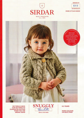 S5313 Round Neck Cardigan & Cardigan with Collar in Sirdar Snuggly Bouclette