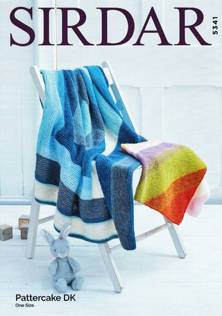 S5341 Diagonal Garter Stitch Blanket and Log Cabin Blanket in Sirdar Pattercake DK