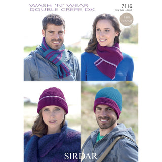 S7116 Harts, Scarfs for Women and Men in Sirdar Wash'n'Wear Double Crepe