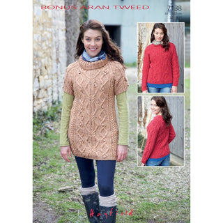 S7138 Sweater and Tunic for Women in Hayfield Bonus Aran Tweed