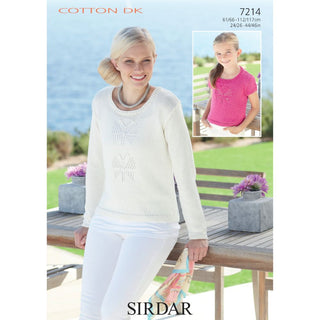 S7214 Sweater for Women and Girls in Sirdar Cotton DK