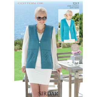 S7217 Cardigan and Waistcoat for Women in Sirdar Cotton DK