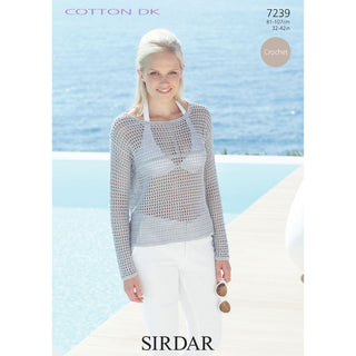 S7239 Crochet Top for Women in Sirdar Cotton DK