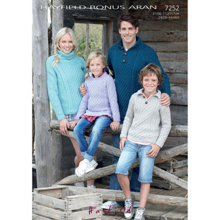 S7252 Sweater for Men, Women and Children in Hayfield Bonus Aran with Wool