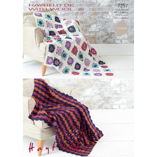 S7257 Crochet blankets with Hayfield Double Knitting with Wool