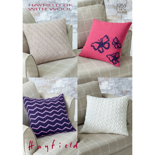 S7259 Cushion Covers in Hayfield Double Knitting with Wool
