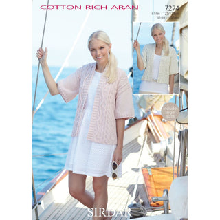 S7274 Jacket for Women in Sirdar Cotton Rich Aran