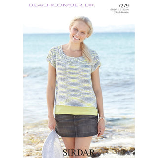 S7279 Tops for Women and Girls in Sirdar Beachcomber DK