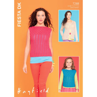 S7288 Cardigan and Tops for Women and Girls in Hayfield Fiesta DK