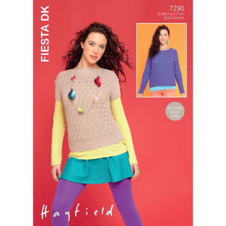 S7290 Sweater and Top for Women in Hayfield Fiesta DK