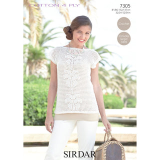 S7305 Crochet Top for Women in Sirdar Cotton 4 Ply