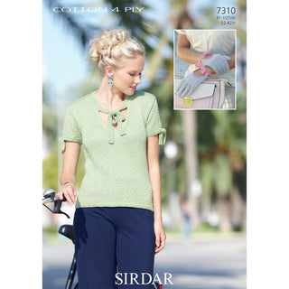 S7310 Top and Gloves for Women in Sirdar Cotton 4 Ply