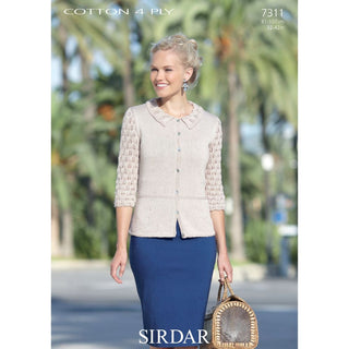 S7311 Cardigans for Women in Sirdar Cotton 4 Ply