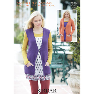 S7340 Cardigan and Waistcoat for Women in Sirdar Wash'n'Wear Double Crepe DK
