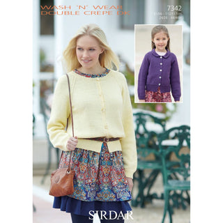 S7342 Cardigans for Women and Girls in Sirdar Wash'n'Wear Double Crepe DK