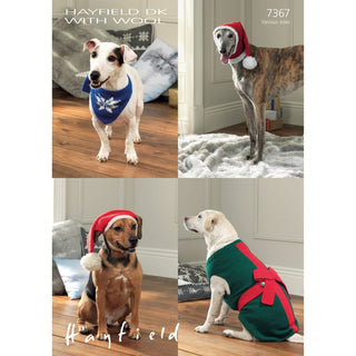 S7367 Christmas Hat, Neckachief, Hat and Pressie Coat for Dogs in Hayfield Double Knitting with Wool