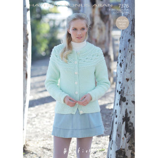 S7376 Cardigan for Women in Hayfield Bonus Aran with Wool