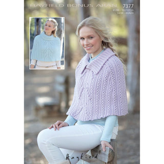 S7377 Capes for Women in Hayfield Bonus Aran with Wool